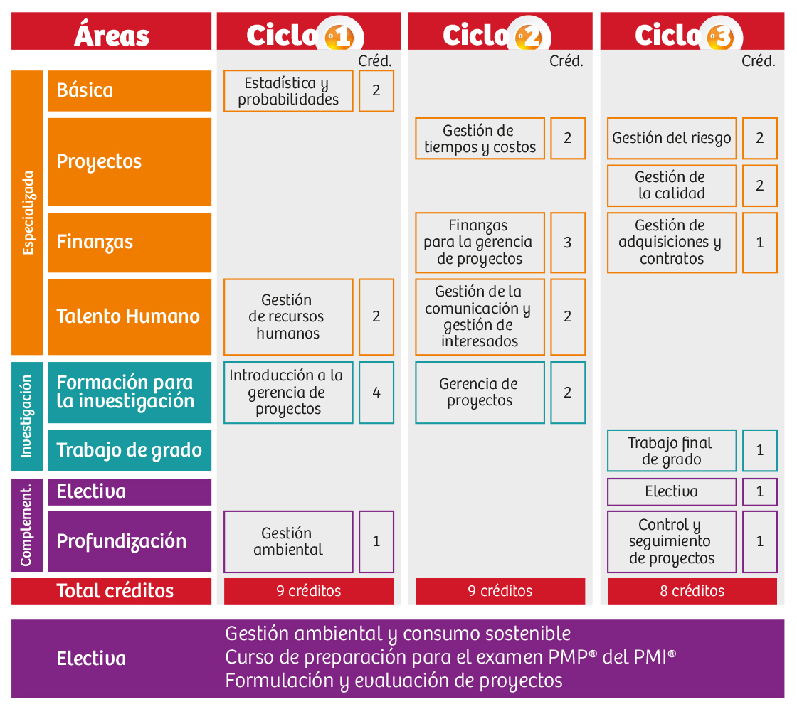 Plan de Estudios Especialización Virtual en Gerencia de Proyectos Plan de Estudios Especialización Virtual en Gerencia de Proyectos